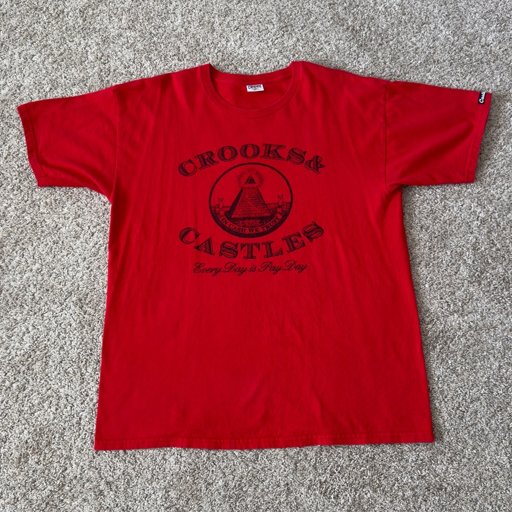 Crooks & Castles Men’s short sleeve red tee top tshirt size L